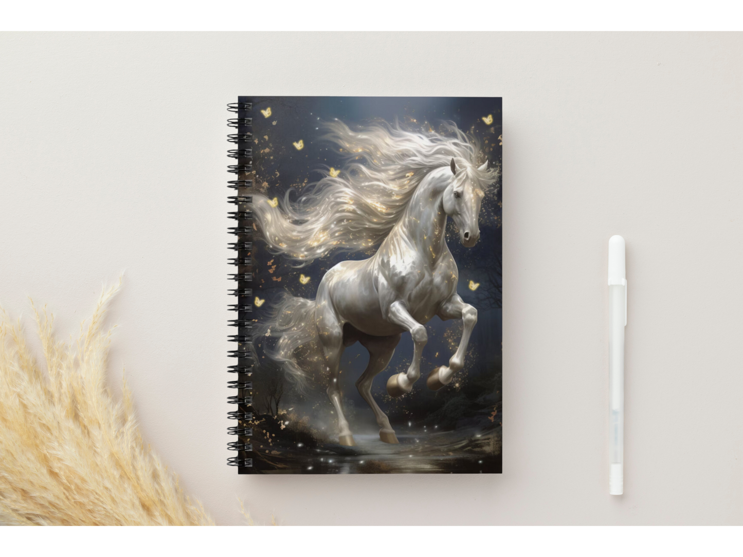 White Horse and Butterfly Spiral Notebook