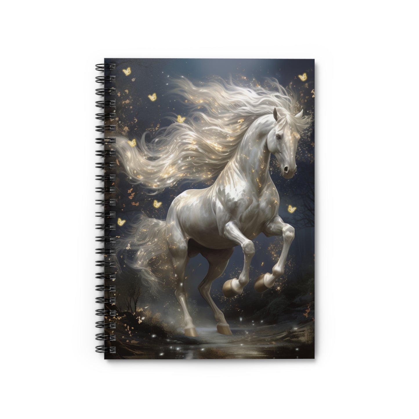 White Horse and Butterfly Spiral Notebook