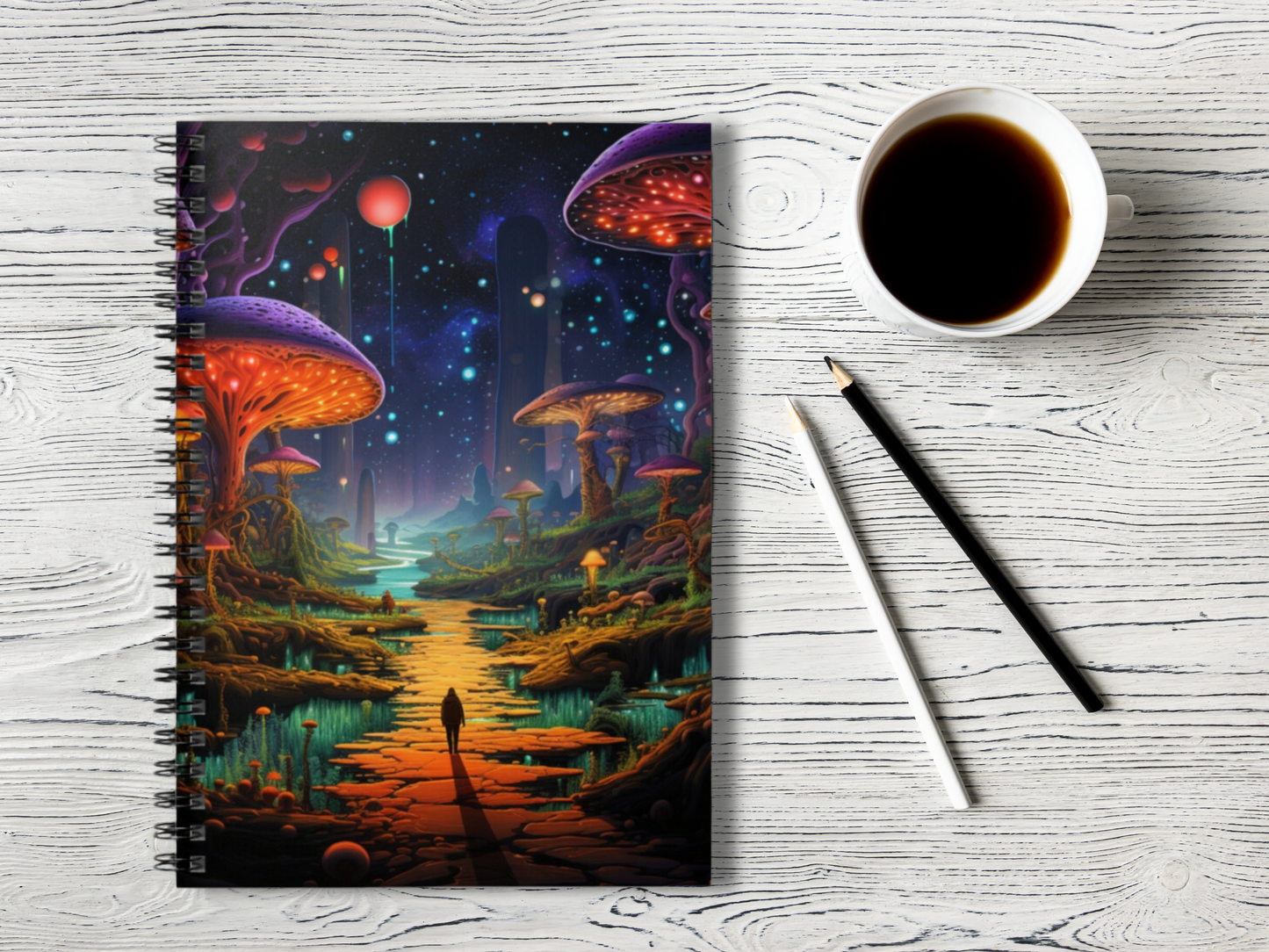 Fantasy Mushroom World Spiral Notebook