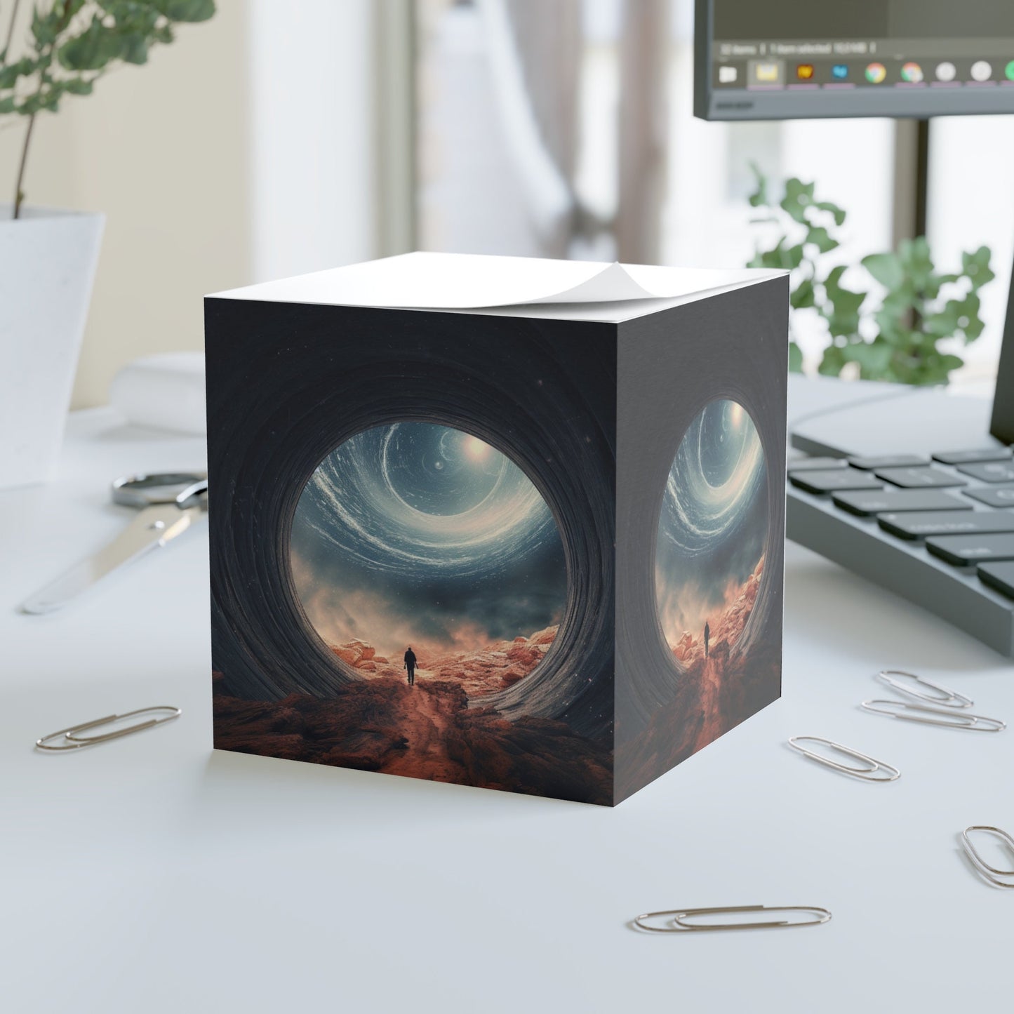Man in Space Sticky Note Cube