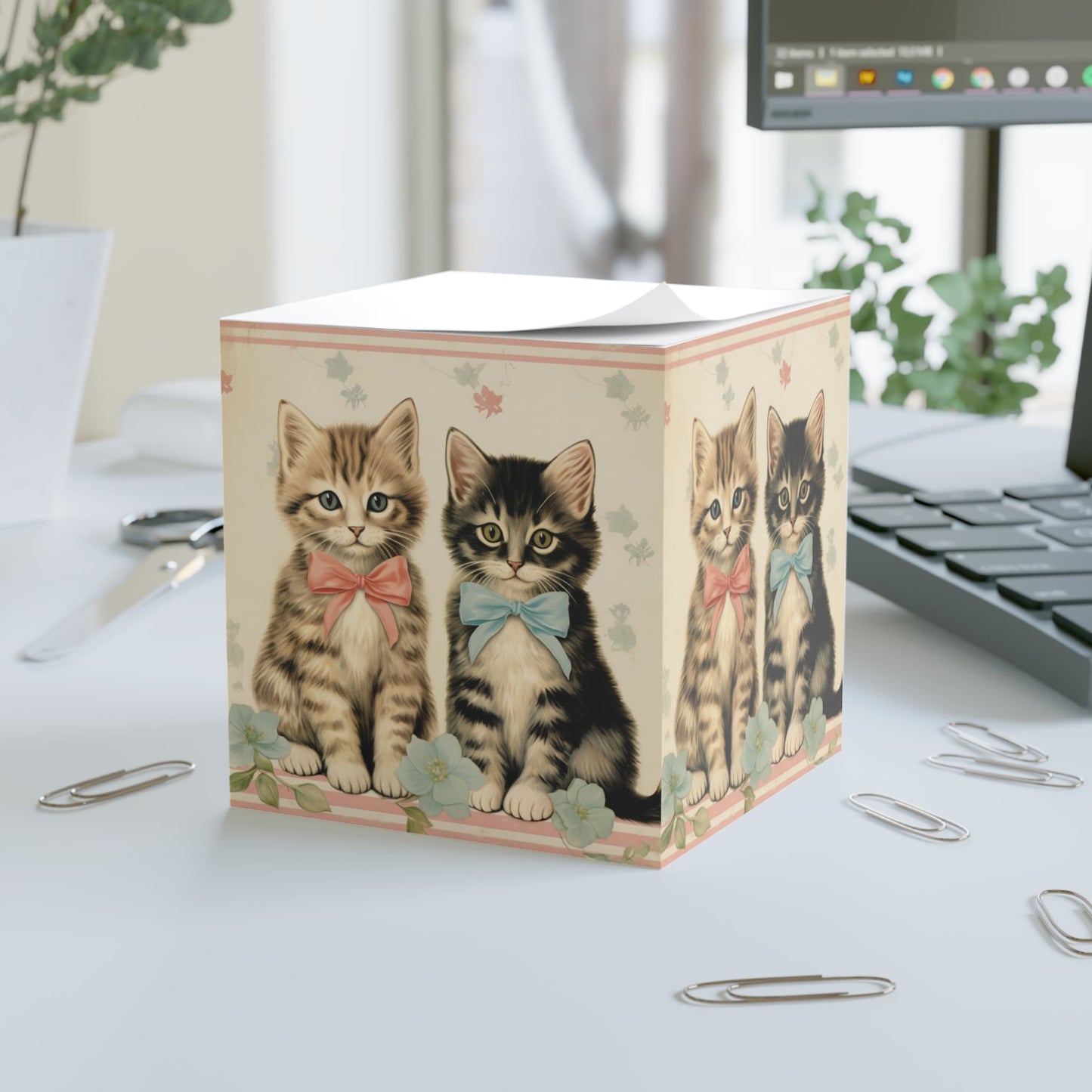 Cats with Bows Sticky Note Cube