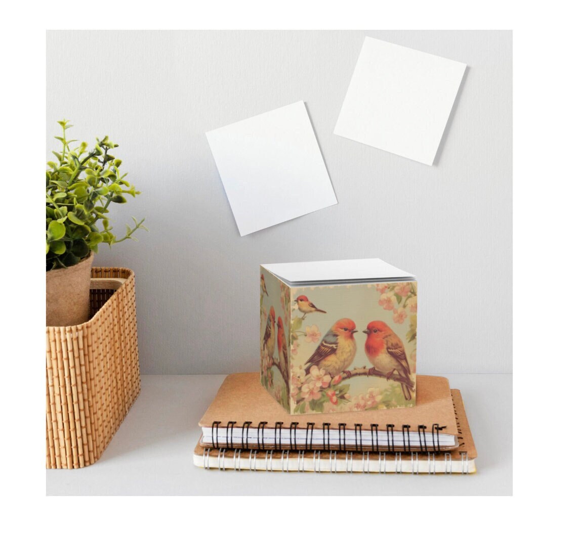 Birds and Flowers Sticky Note Cube