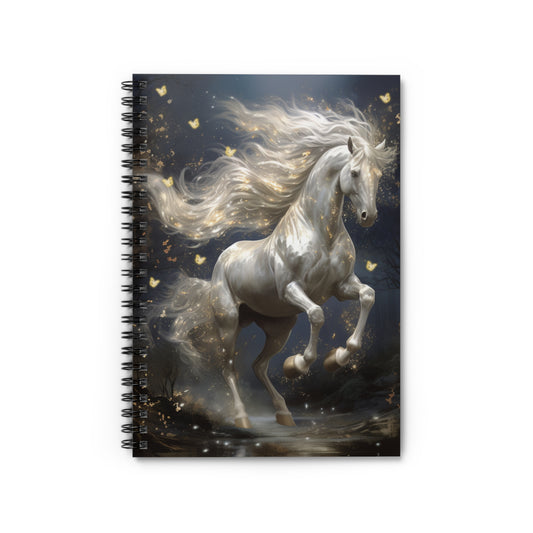White Horse and Butterfly Spiral Notebook