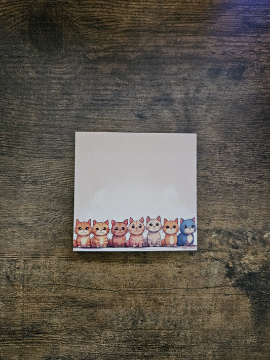 Row of Cats Sticky Note Pads