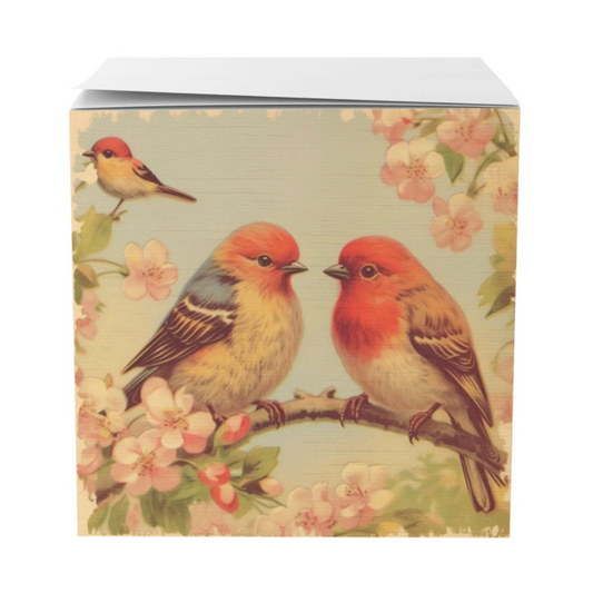 Birds and Flowers Sticky Note Cube