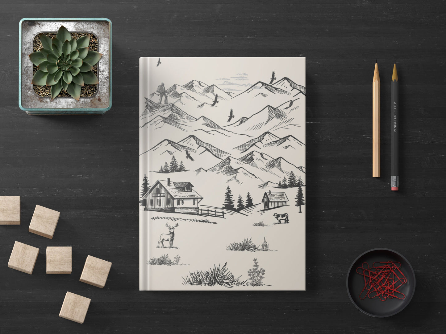 Rustic Cabin and Mountains Notebook