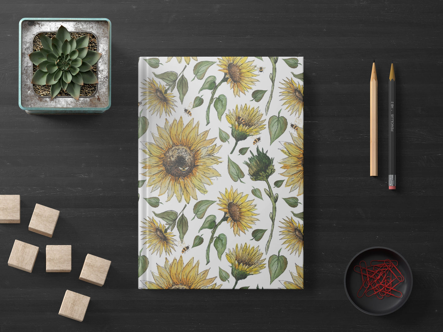 Sunflower and Bees Notebook
