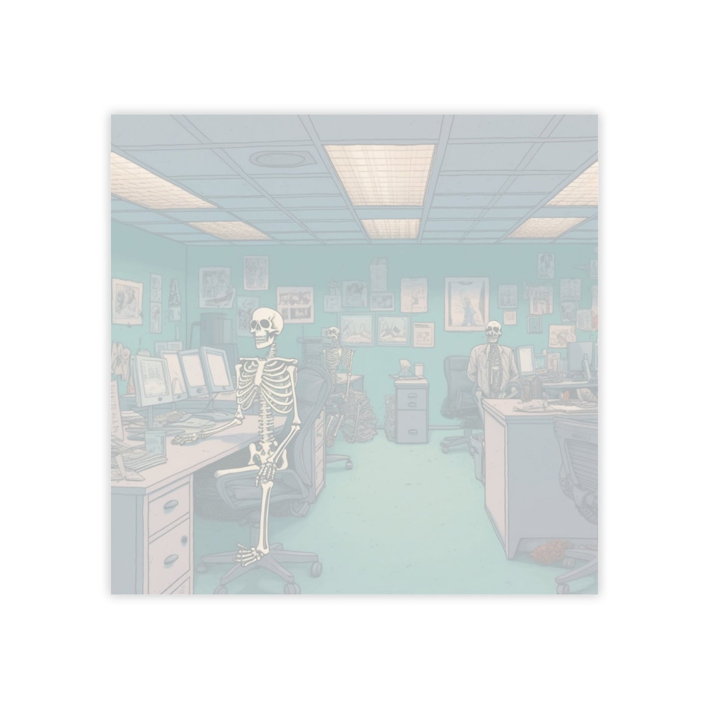 Skeleton Working Hard Sticky Note Pads