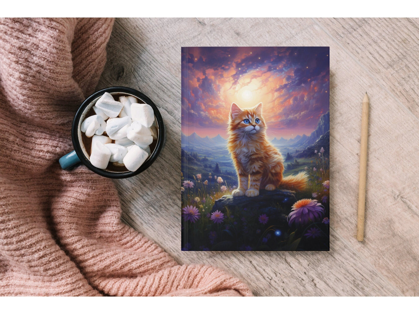 Orange Cat in the Meadow Notebook