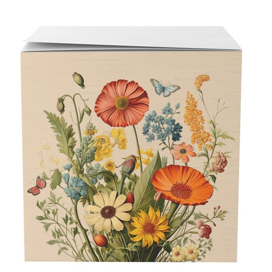 Flowers and Butterflies Sticky Note Cube