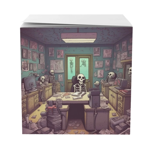Skeleton Worker Sticky Note Cube